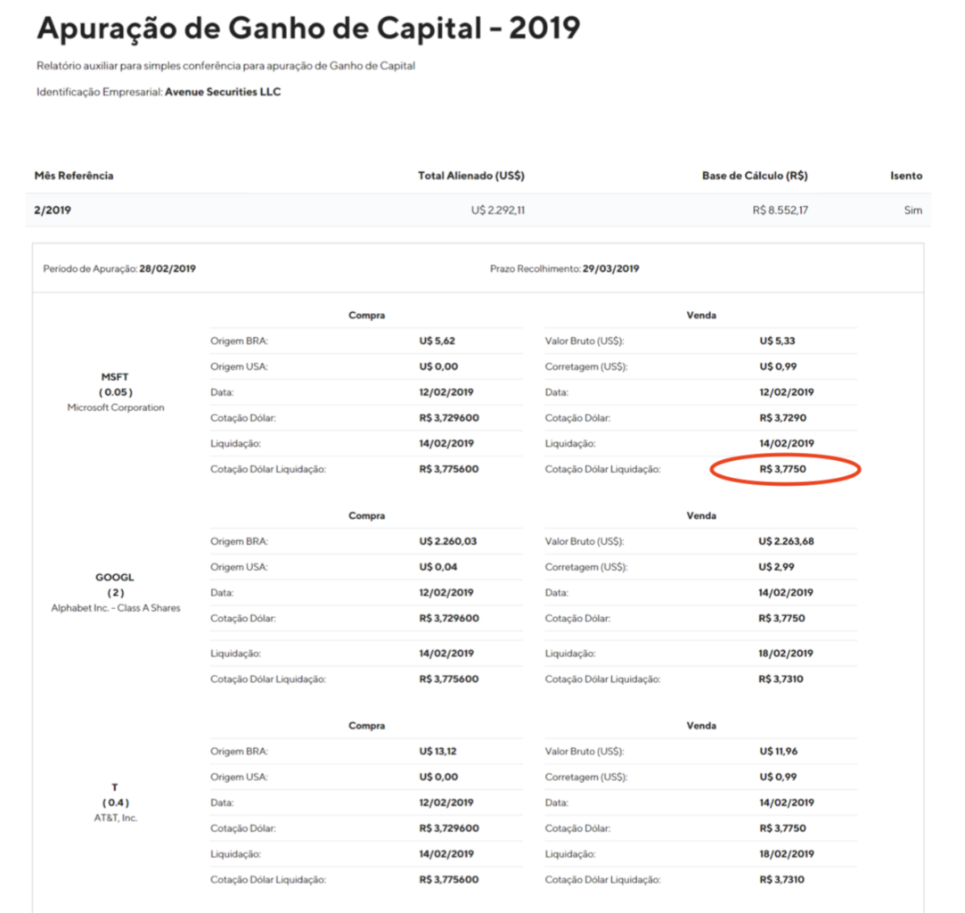 ganho de capital no exterior