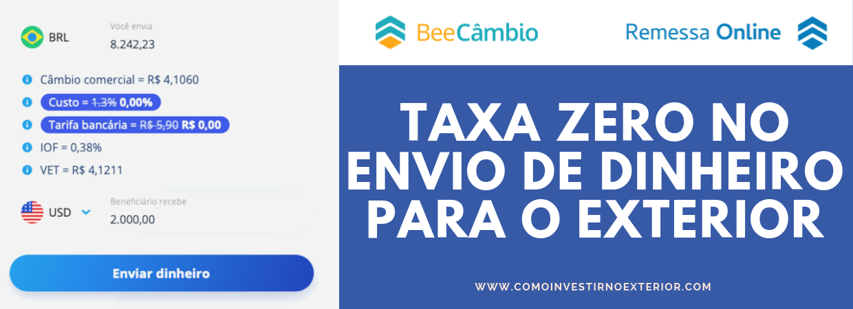Taxa zero no envio de dinheiro para o exterior