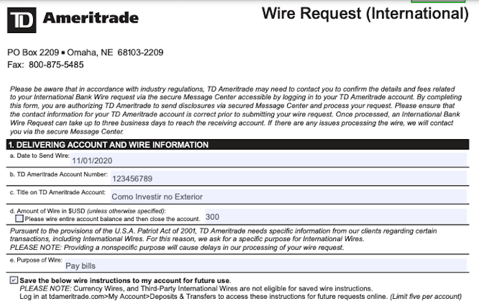 Sacar dinheiro da td Ameritrade